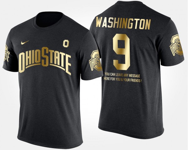 Ohio State Buckeyes Adolphus Washington Men's #9 Limited Gold With Message Short Sleeve Black College Football T-Shirt 2404JMPV6